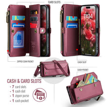 Lade das Bild in den Galerie-Viewer, Casekis Cardholer Zipper Wallet Crossbody Phone Case Red

