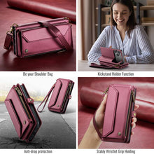 Lade das Bild in den Galerie-Viewer, Casekis Cardholer Zipper Wallet Crossbody Phone Case Red
