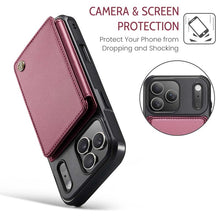 Load image into Gallery viewer, Casekis RFID Cardholder Wallet Phone Case Red Wine

