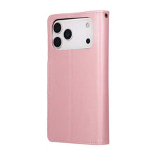 Load image into Gallery viewer, Casekis Studded Zip Leather Wallet Wristlet Phone Case Rose Gold
