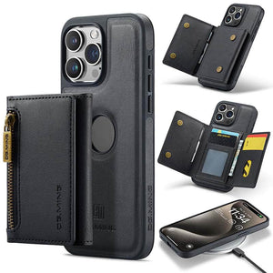 Casekis RFID Magnetic Detachable Leather Wallet Phone Case Black