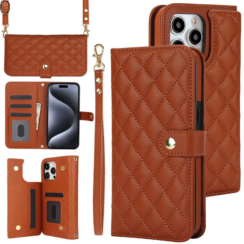 Casekis Crossbody RFID Wallet Phone Case Brown