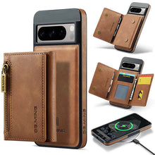 Load image into Gallery viewer, Casekis RFID Magnetic Detachable Leather Wallet Phone Case Brown
