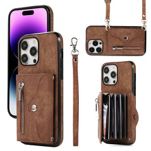 Load image into Gallery viewer, Casekis Accordion Cardholder RFID Zipper Phone Case Brown
