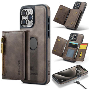 Casekis RFID Magnetic Detachable Leather Wallet Phone Case Coffee