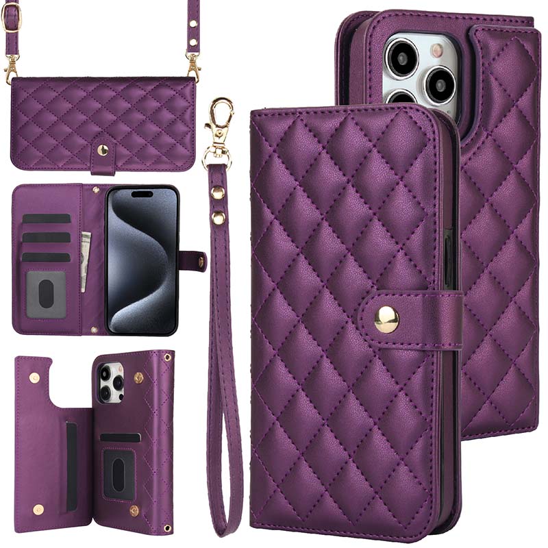 Casekis Crossbody RFID Wallet Phone Case Dark Purple