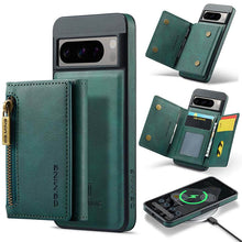 Load image into Gallery viewer, Casekis RFID Magnetic Detachable Leather Wallet Phone Case Green
