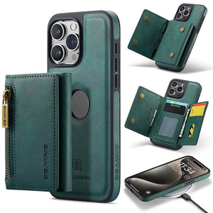 Casekis RFID Magnetic Detachable Leather Wallet Phone Case Green