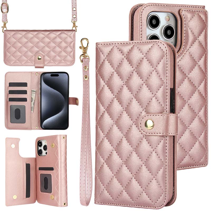 Casekis Crossbody RFID Wallet Phone Case Rose Gold