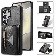Load image into Gallery viewer, Casekis Crossbody Strap Leather Magnetic Wallet Phone Case Black
