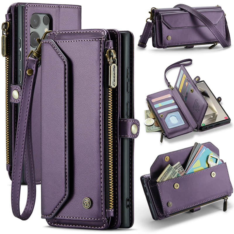 Casekis Cardholer Zipper Wallet Crossbody Phone Case Purple