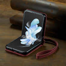 Load image into Gallery viewer, CASEKIS Retro Phone Case with Wrist Strap For Galaxy Z Flip 4 5G
