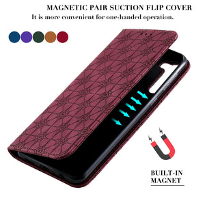 Lucky Flower Embossed Magnetic Flip Wallet Phone Case For Samsung - Casekis