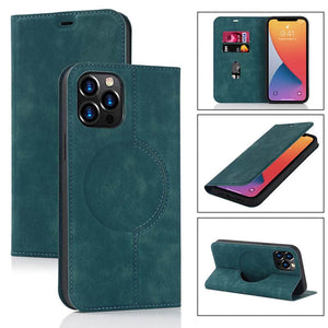 Casekis Wireless Charging Magnetic Wallet Phone Case Blue