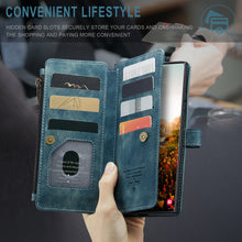 Load image into Gallery viewer, Casekis Leather Zipper Phone Case For Galaxy S22 Ultra 5G Blue
