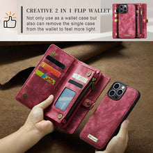 Load image into Gallery viewer, Casekis Wrist Strap Zipper Wallet Phone Case Red
