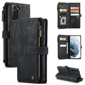 Casekis Leather Zipper Phone Case For Galaxy S22 5G