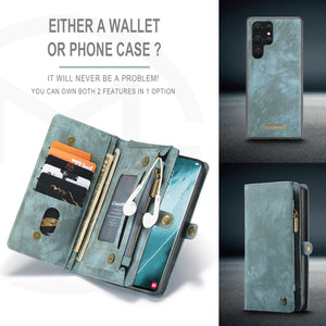 Casekis Zipper Wallet PU Leather Case Blue