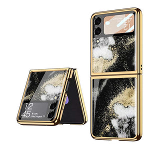 Casekis Fashion Glass Electroplated Phone Case for Galaxy Z Flip3 5G
