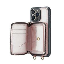Load image into Gallery viewer, Casekis Zipper Crossbody Wallet RFID Phone Case Rose Gold
