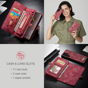 Casekis Zipper Wallet PU Leather Case Red