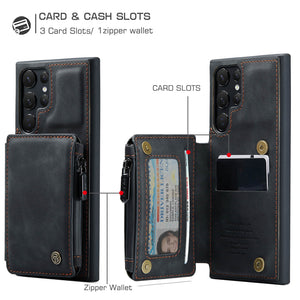 Casekis Zipper Cardholder Wallet Phone Case Black