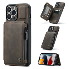 Load image into Gallery viewer, Casekis Zipper Cardholder Wallet Phone Case Coffee
