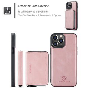 Casekis Magnetic Zipper Cardholder Phone Case Pink