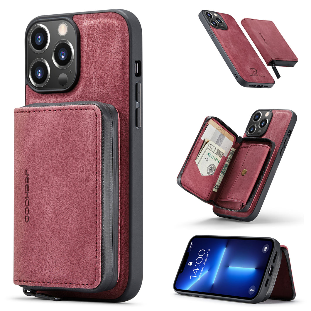 Casekis Magnetic Zipper Cardholder Phone Case Red