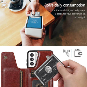 Casekis Cardholder Leather Wallet Phone Case For Galaxy S21 5G