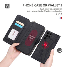 Load image into Gallery viewer, Casekis Zipper Wallet Detachable Phone Case Black
