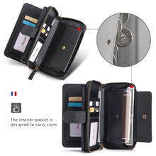 Load image into Gallery viewer, Casekis Zipper Wallet Detachable Phone Case Black
