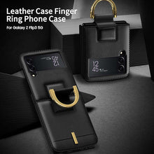 Load image into Gallery viewer, Luxury Leather Case with Ring Wristband for Galaxy Z Flip 3 5G
