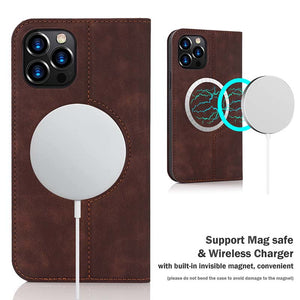 Casekis Wireless Charging Magnetic Wallet Phone Case Coffee
