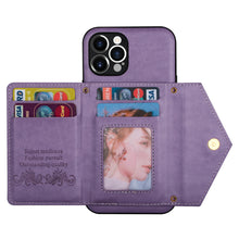 Load image into Gallery viewer, Casekis Crossbody Strap Leather Magnetic Wallet Phone Case Purple
