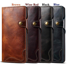 Load image into Gallery viewer, Genuine Cowhide Leather Button Flip Phone Case For Samsung Galaxy S21 Ultra 5G - Casekis
