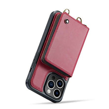 Load image into Gallery viewer, Casekis Zipper Crossbody Wallet RFID Phone Case Red
