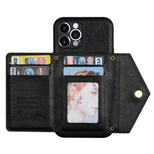 Load image into Gallery viewer, Casekis Crossbody Strap Leather Magnetic Wallet Phone Case Black
