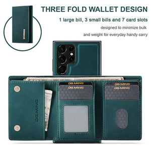 Casekis Two-in-one Magnetic Split Three-fold Wallet Phone Case For Galaxy