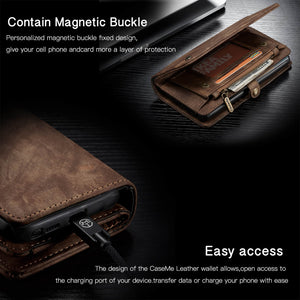 Casekis Zipper Wallet PU Leather Case Brown