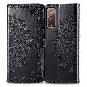 Luxury Embossed Mandala Leather Wallet Flip Case for Samsung S20 FE - Casekis