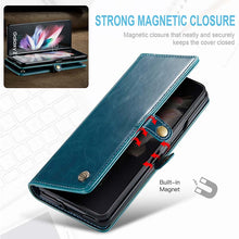 Load image into Gallery viewer, Luxury Flip Leather Card Slots Phone Case for Galaxy Z Fold 3 5G Blue
