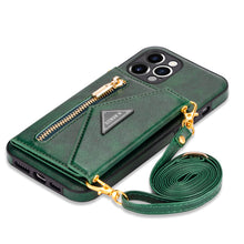 Load image into Gallery viewer, Casekis Crossbody Strap Leather Magnetic Wallet Phone Case Green
