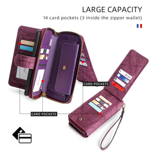 Casekis Zipper Wallet Detachable Phone Case For Galaxy S22 Ultra 5G