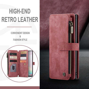 Casekis Leather Zipper Phone Case For Galaxy Note 10 Plus