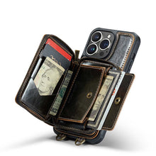 Load image into Gallery viewer, Casekis Zipper Crossbody Wallet RFID Phone Case Coffee
