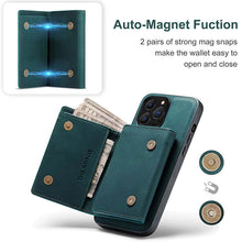 Load image into Gallery viewer, iPhone Two-in-one Magnetic Split Three-fold Wallet Phone Case - Casekis
