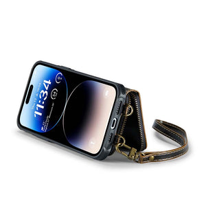 Casekis Zipper Crossbody Wallet RFID Phone Case Coffee