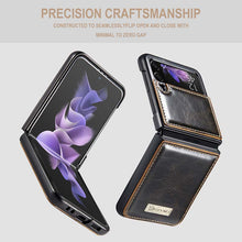 Load image into Gallery viewer, CASEKIS Luxury Flip Leather Brown Phone Case For Galaxy Z Flip 3 5G
