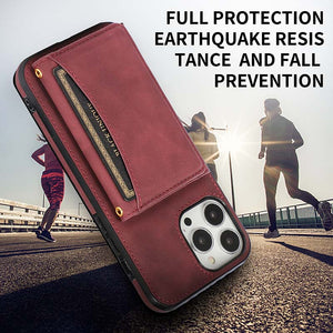Casekis Wallet Case Tri-fold Cardholder Phone Case Red Wine